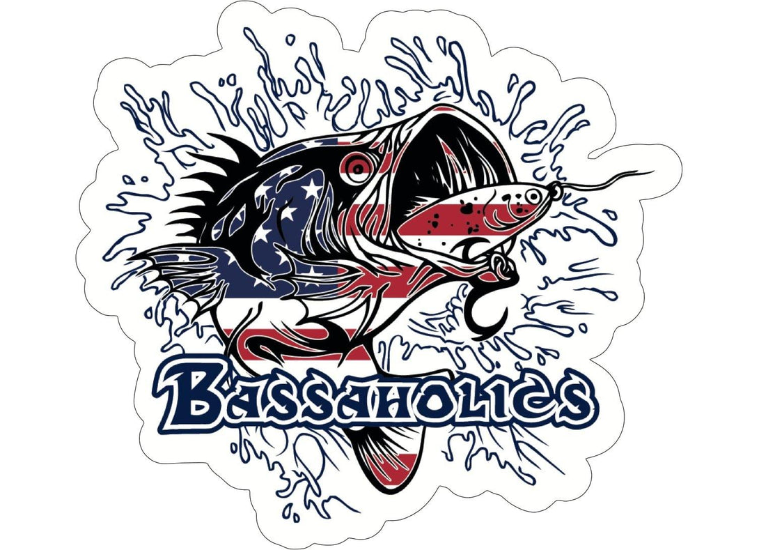 American bass fishing sticker USA flag vinyl